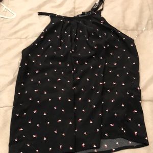 Black flower print top